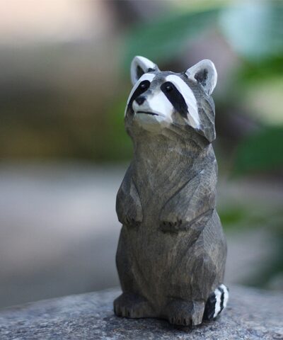 AODESTORE Handmade Wooden Little Raccoon Decoration