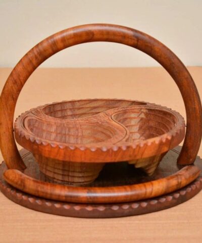 Dry Fruit Basket Wooden Carved